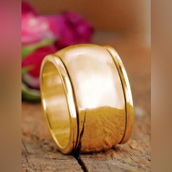 New Wide Band Smooth Polish Silver Gold Copper Band Ring /Chunky Cigar Band Ring - Picture 11 of 16